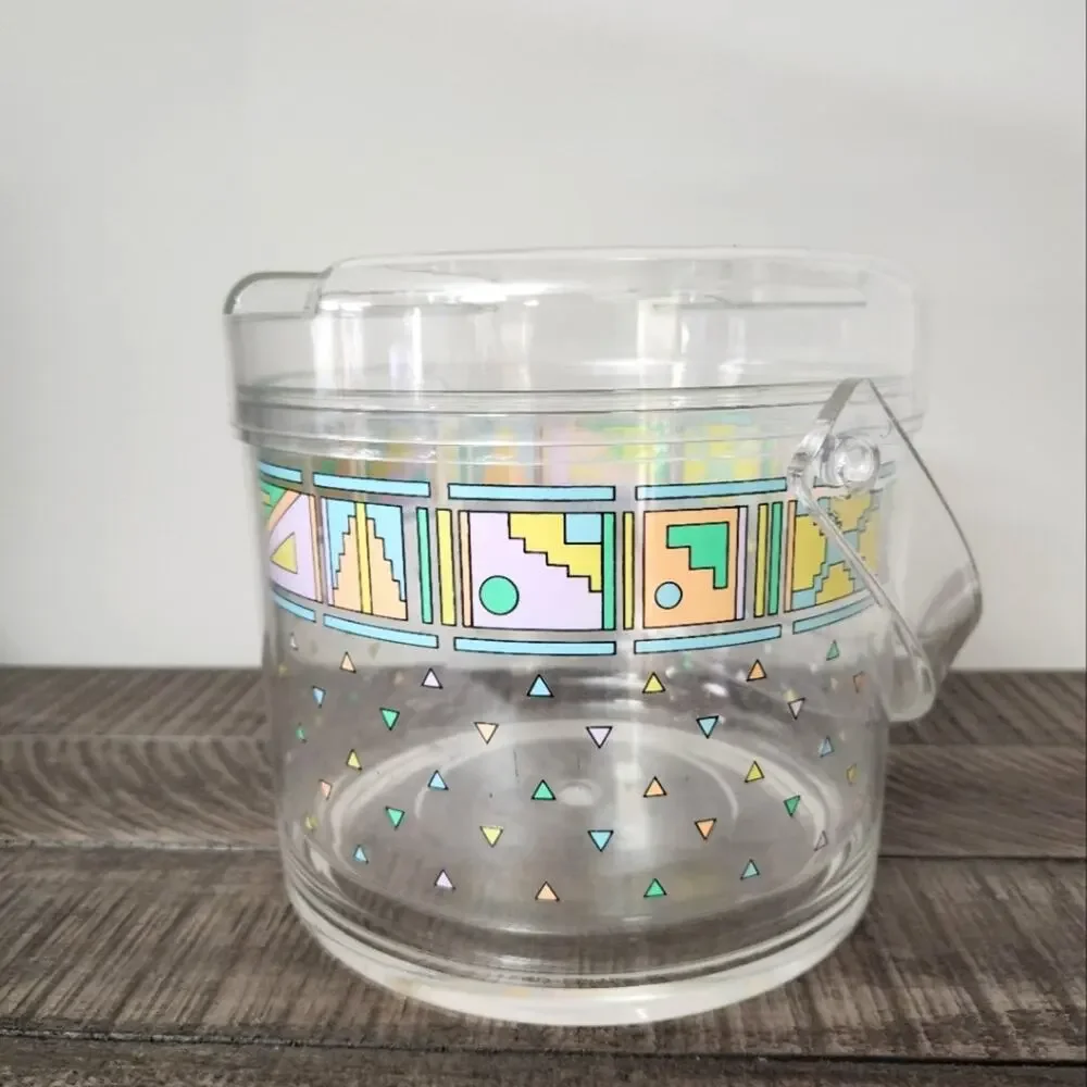 Vintage retro J.G. Hook Oneida 1988 3 piece Acrylic ice bucket Desert Sky Clear